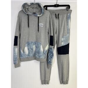 Vintage Y2K South Pole Sweatsuit Mens M Light Gray Track Suit Zip Jacket Pants